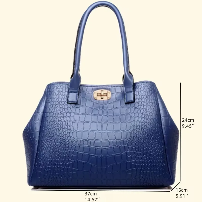 Set of 5 PU Stylish Crocodile Pattern Women'S Tote Bags, Spacious Women'S Shoulder Bag, Crossbody Bag