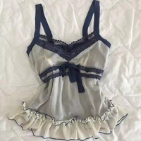 New Goth Grunge Punk Lace Patchwork Halter Women White Summer Solid Ruched Backless Sleeveless Tank Top Streetwear Y2K Clothes