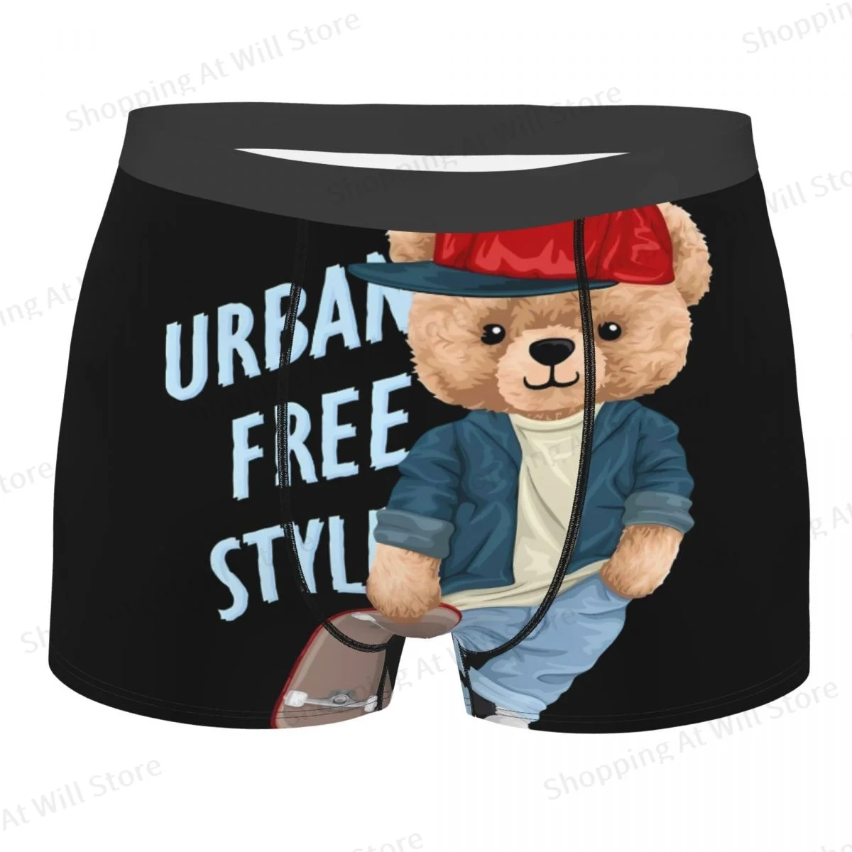 Cute Bear The Skateboarder Men Printed Boxer Briefs Underwear Teddy Bear Highly Breathable High Quality Birthday Gifts