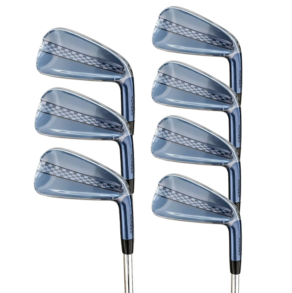 P90 Right Handed Blue Color Stainless Steel Golf Iron Set with Rubber Grip Steel Shaft for 4/5/6/7/8/9/PW Clubs