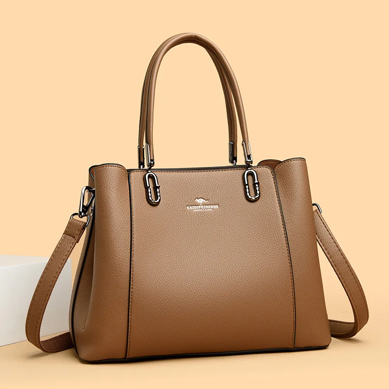 

Multi-pocket 3 Layer Design Women Handbag Luxury Designer Shoulder Crossbody Bags High Quality PU Leather Ladies Casual Tote Bag