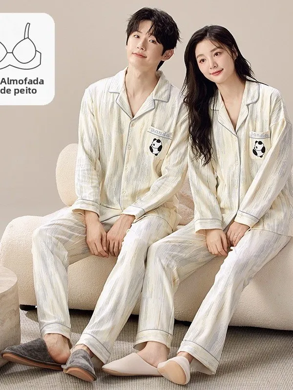 ensemble-de-vetements-d'interieur-pour-couples-pyjama-en-coton-a-manches-longues-cardigan-ouvert-a-col-pour-hommes-et-femmes-grande-taille-avec-coussinets-pour-la-poitrine-collection-automne