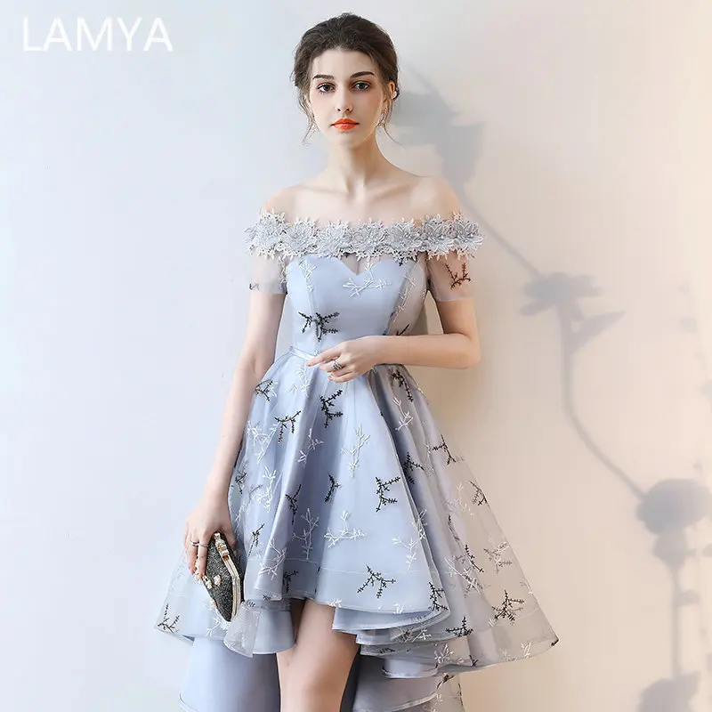 Customized  Embroidery Prom Dresses Short Front Back Long Tail Banquet Evening Dress Formal Party Gown Plus Size Elegant Dresses