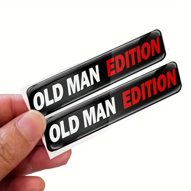 2pcs Old Man Edition 3D Emblem Sticker Badge Fender Funny Old Man Edition Decals Car Replacement Door Decoration for Universal