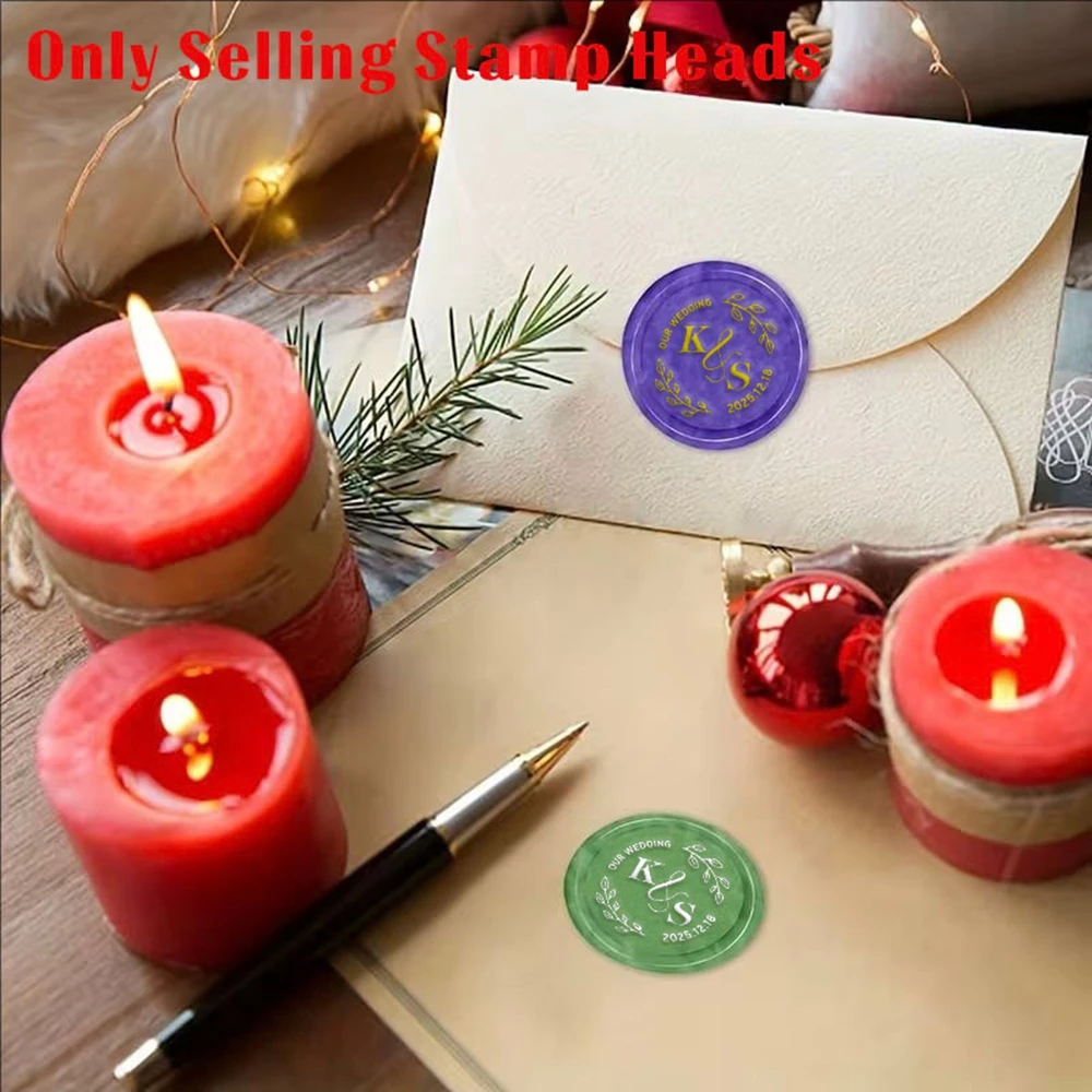 1PC Old Antique Style Personalized Engraved Initials Date Perfect for Wedding Invitations, Holiday Cardsand Gift Wrapping