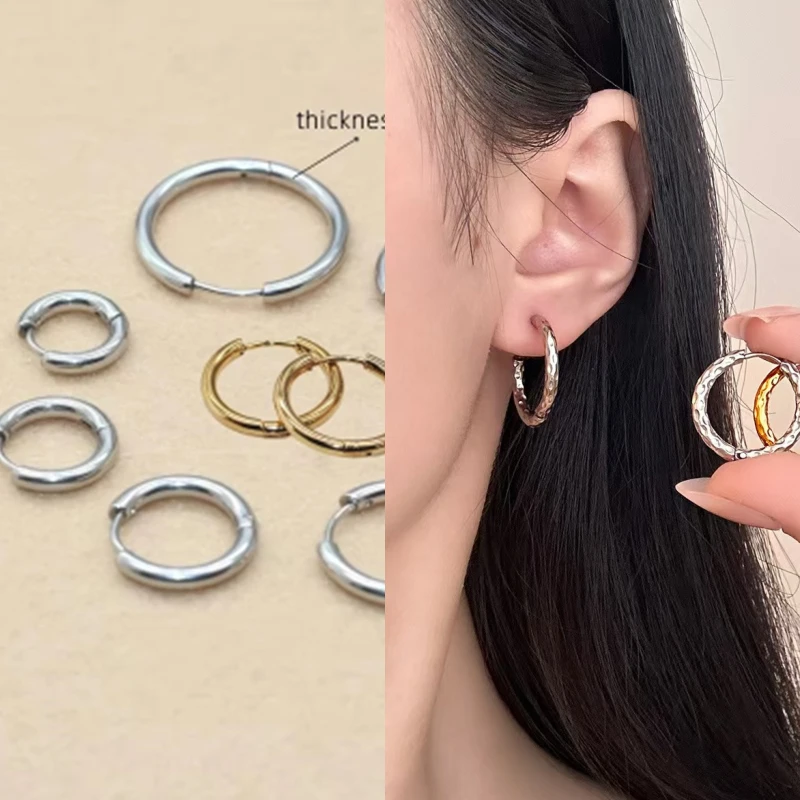 3627 Stainless Steel Hoop Earrings Jewelry Gift Line Classical 2.5mm 8/10/12/14 No Fade Allergy Free