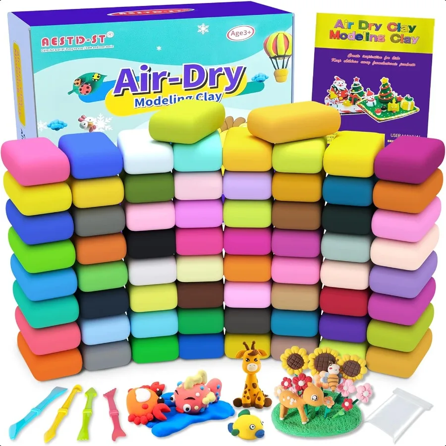 

Air Dry Clay 66 Colors Modeling Clay for DIY Model Magic Clay Molding Clay Kit with Sculpting Tools NonSticky Soft and er Light