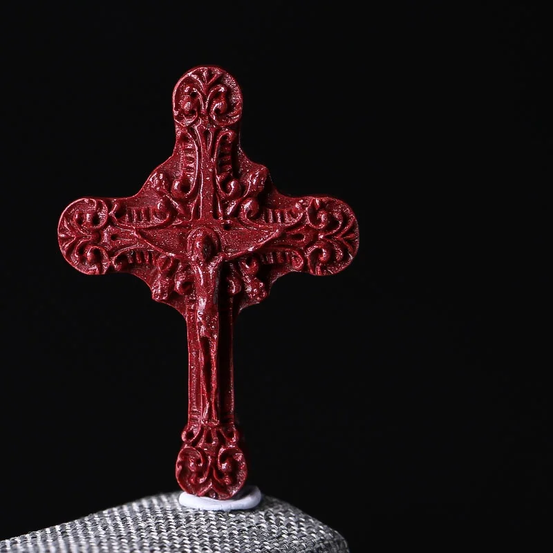 5A Natural Cinnabar Cross Crucifix Jesus Christ Necklace Pendant Zinnober Genuine Vermilion DIY Jewelry Material