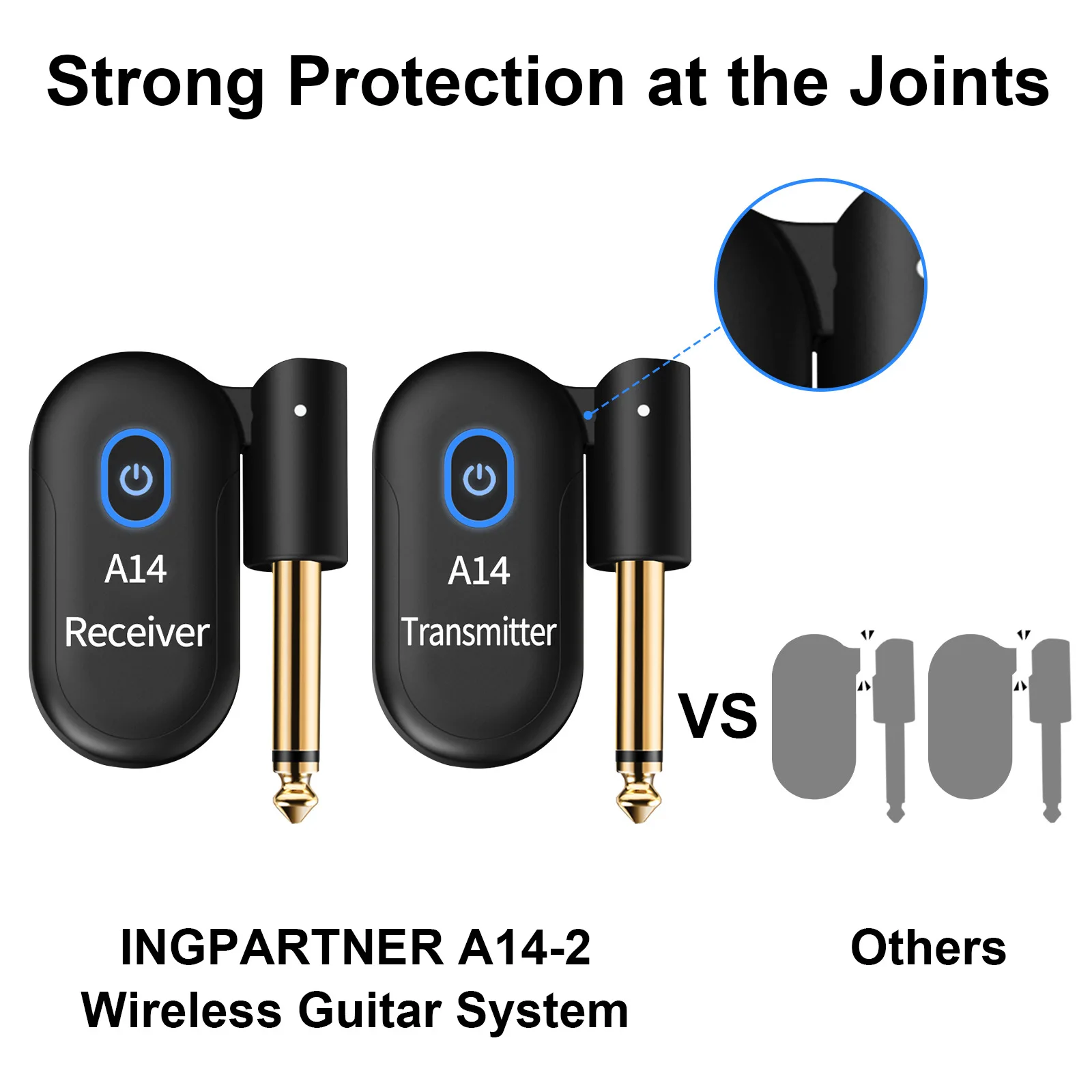 A14-2 Musical Instrument Wireless Audio Transceiver, Guitar Audio System Electric Bass Guitar Pickup Receiver
