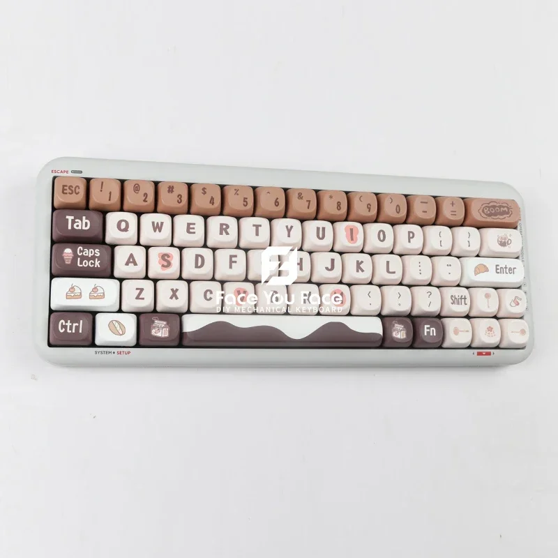 Imagem -06 - Teclas Chocolate Café Pbt Corante Sublimação Chave Tampa Moa Perfil Keycap para mx Switch Faça Você Mesmo Teclado Mecânico de Jogos Gk61 136