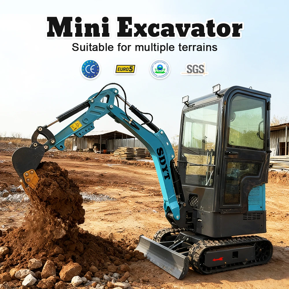 Facile da usare Mini escavatore per cabina domestica con motore Kubota per cingoli antiscivolo da 1,8 tonnellate da 2 tonnellate personalizzato