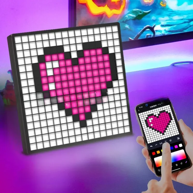 DIY Smart Led Matrix Pixel Panel Lamp USB Digital Photo Frame Sign Display Lights App Control Screen for Game Room Desktop Decor