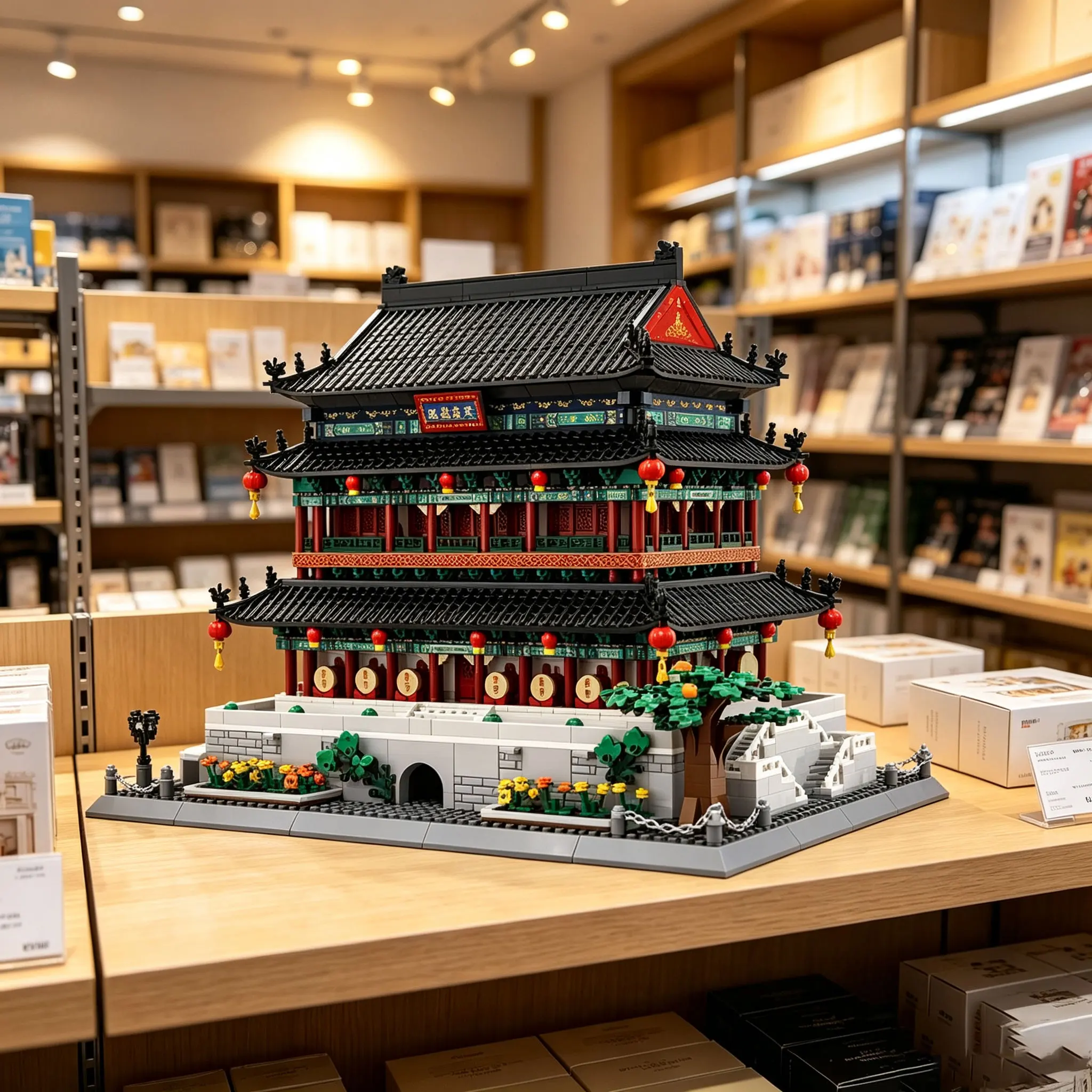 Chinese Xi'an Drum Tower Challenge Building Blocks MOC Toys, high-quality and exquisite model ornaments as Christmas gifts