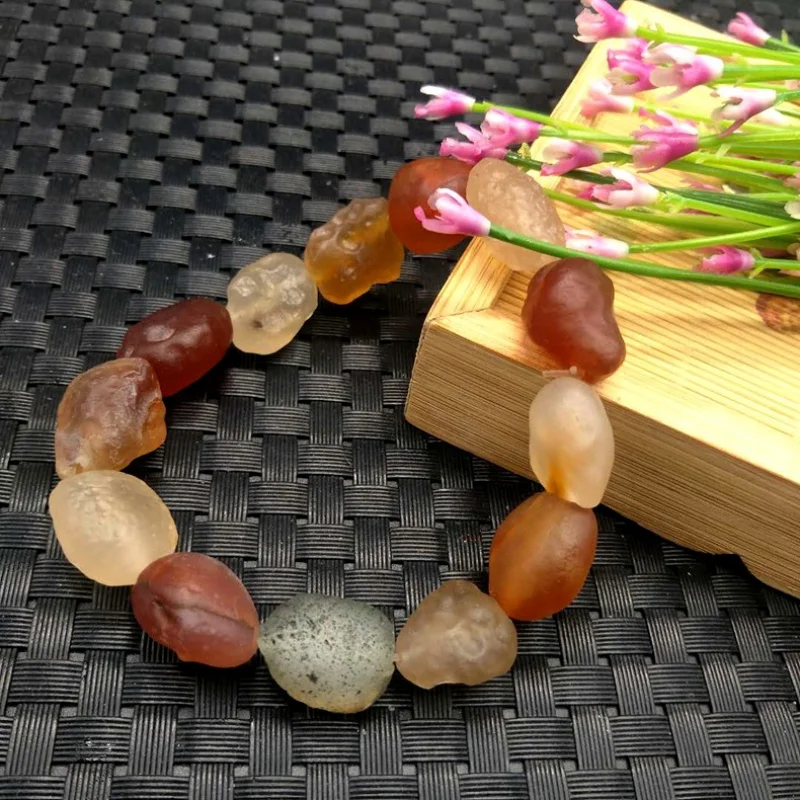 Alashan Gobi JadeCandy Color Agate Rough Tendon Stone Bracelet Factory Price