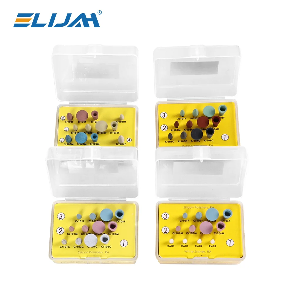 

ELIJAH Dental Polishing Kit for Low Speed Contra Angle Handpiece Ceramics Zirconia Composite Silicone Rubber Polishers Tools