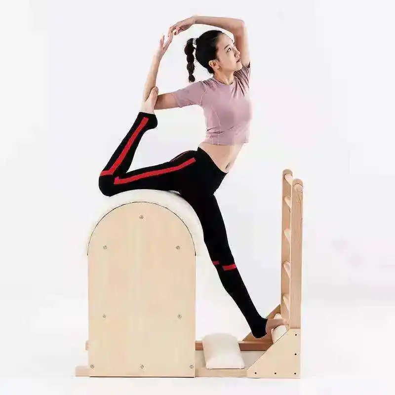 Oak Wood gym fitnessYogo Studio equipment wooden bucket trainer Yoga Pilates Ladder Barrel