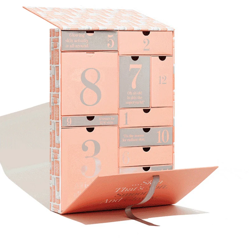 Personnalisation. Nouveau design vide 12 jours de Noël emballage à bas prix boîte de calendrier de l'avent cosmétique