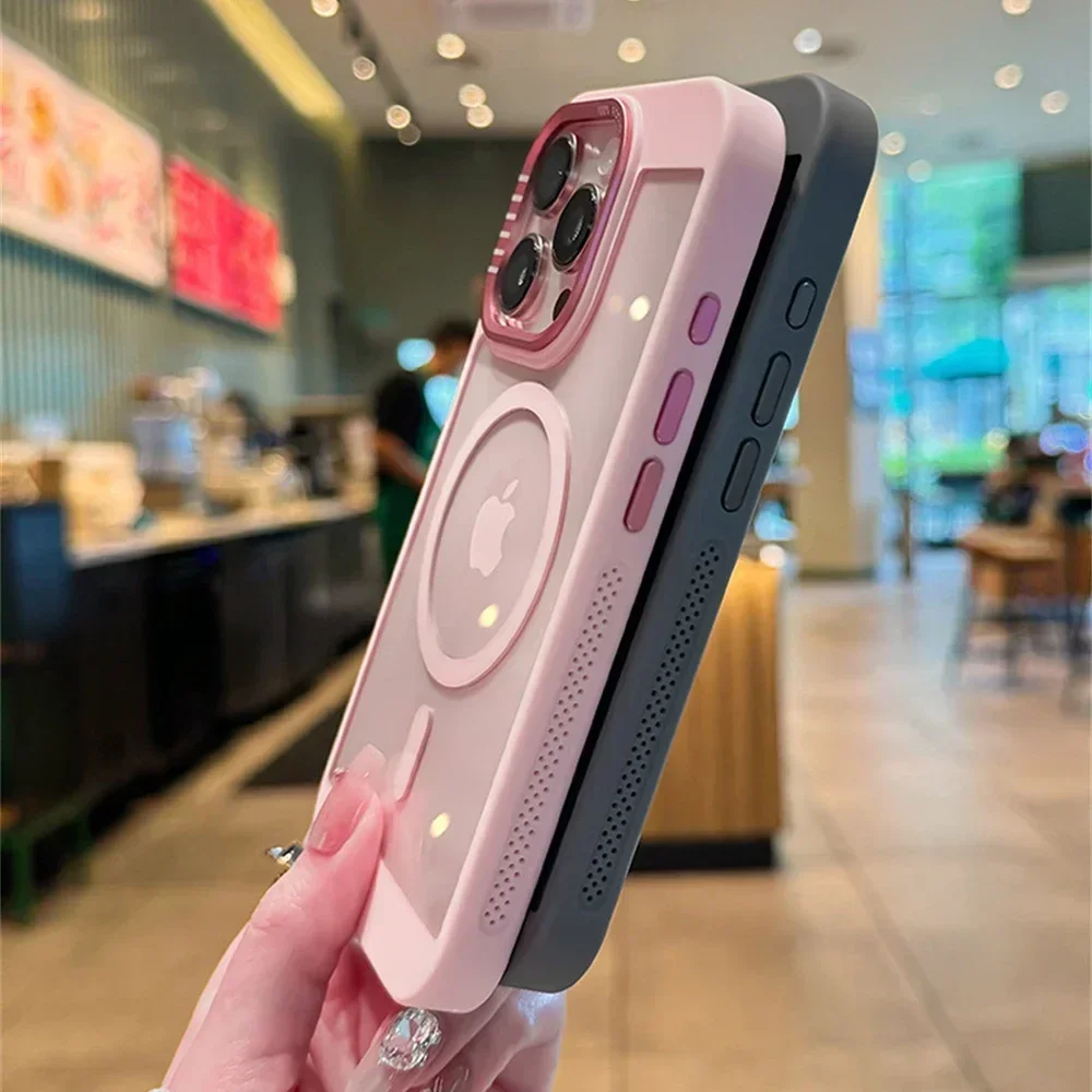 جديد فاخر واضح ل Magsafe إطار تبديد الحرارة جراب هاتف آيفون 16 15 14 13 12 11 برو ماكس الاكريليك الغطاء الخلفي الواقي #3