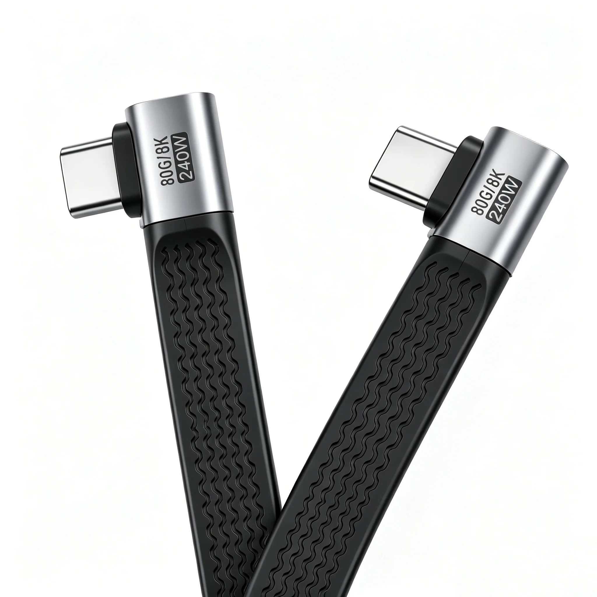 13cm Dual Right Angle USB4 Type-C Cord 80Gbps High Speed Data Cable 240W PD Charging 8K Video for Thunderbolt4 Docking Station