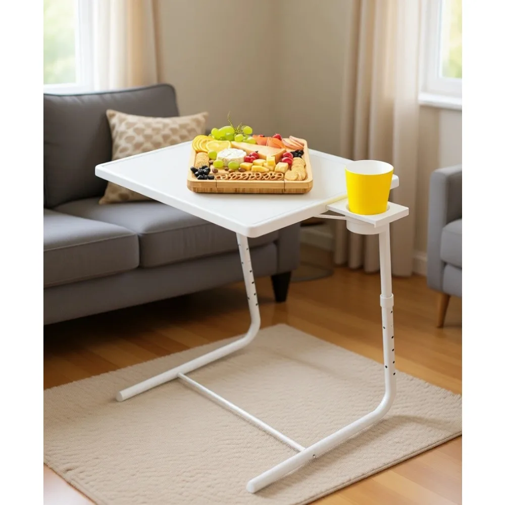 

Регулируемый складной столик для телевизора с 6 уровнями высоты, 3 углами наклона и подстаканником для кровати и дивана