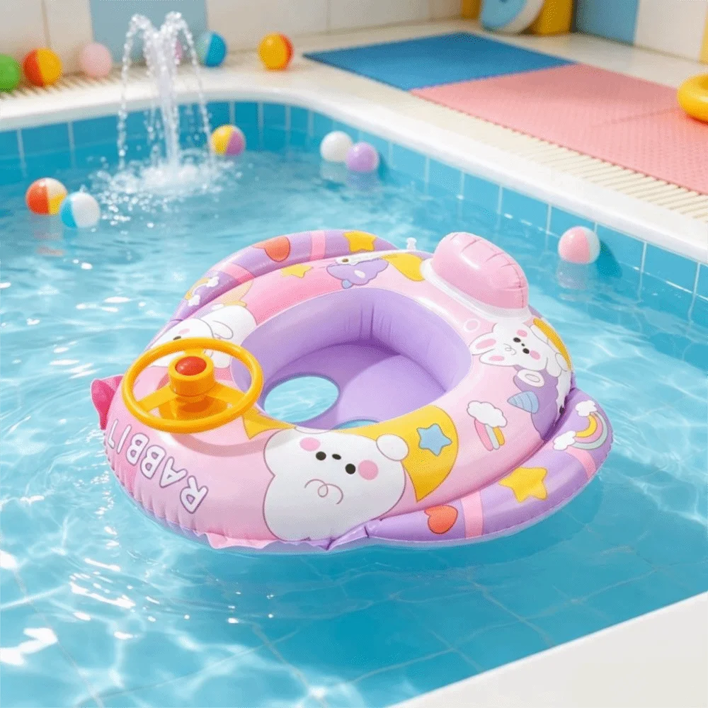 Inflatable Swimming Float Cartoon Design with Seat Pool Float with Steering Wheel Floating Seat Inflatable Swimming Ring