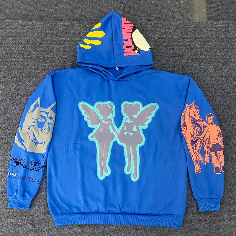 شخصية الكتابة على الجدران هوديي البلوز البلوز فضفاضة ومتعددة الاستخدامات نمط الزوجين الملابس الجمالية نمط الشارع