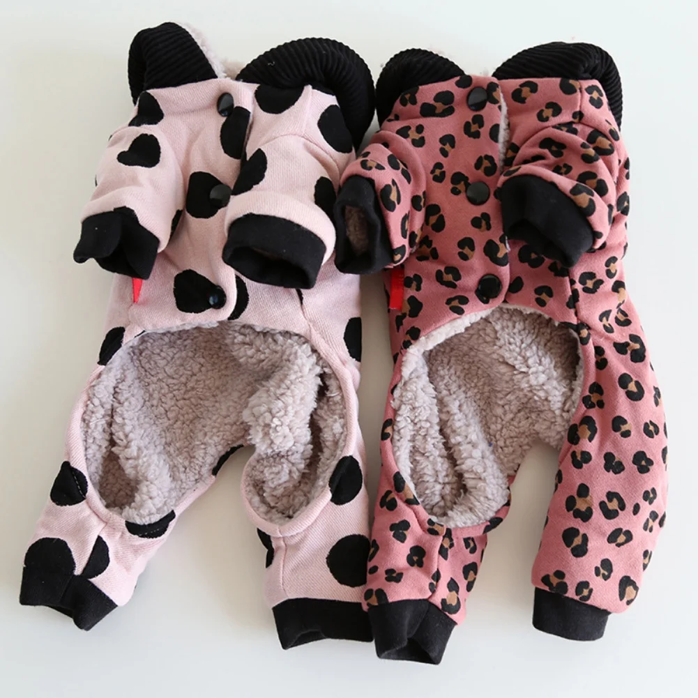 Winter Pet Dog Cat Hoodies Warm Dog Clothes Striped Pajamas Thick Soft Comfortable for Small Medium Dog Cats Pet Supplies