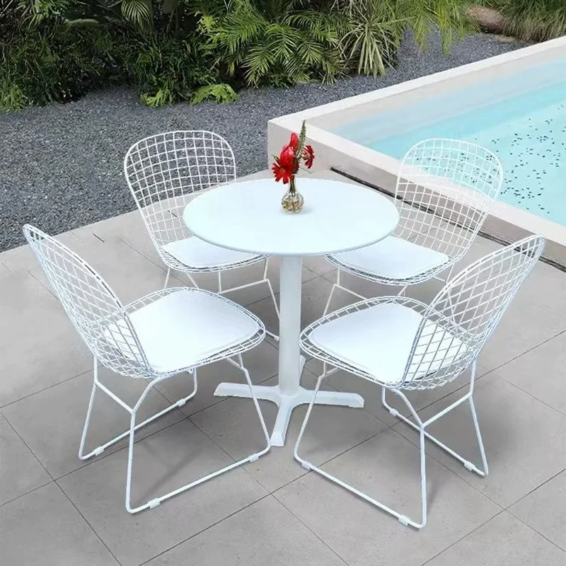 

Leisure garden metal chair open-air courtyard cafe table and chair three-piece waterproof and sunscreen outdoor tea table and ch