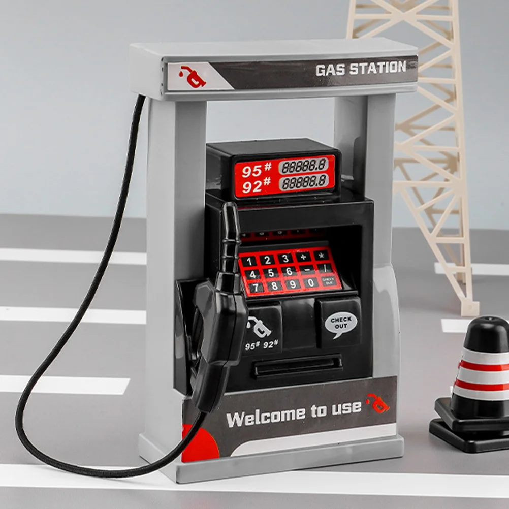 Play House Simulation Gas Station Plus 2 Roadblocks Children's Toys Boy Model DIY Car Decorations