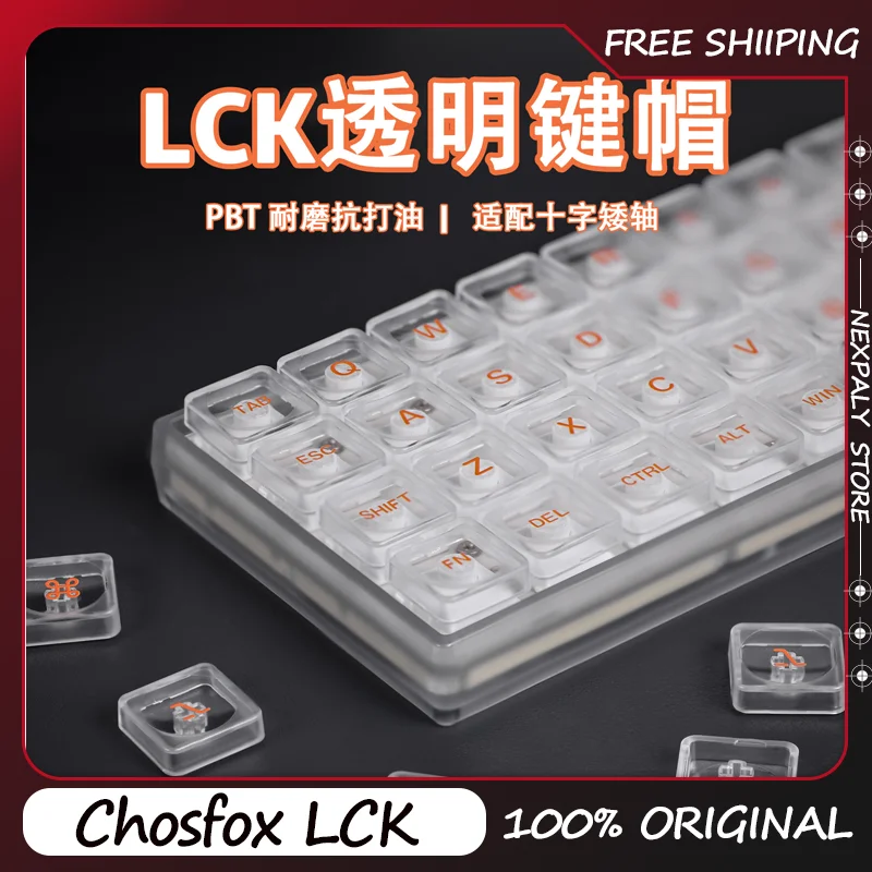 LCK Transparent Orange Keycaps Set Ultra-Thin Low-Profile PBT Sublimation-Printed Keycaps for Mechanical Keyboards Gifts