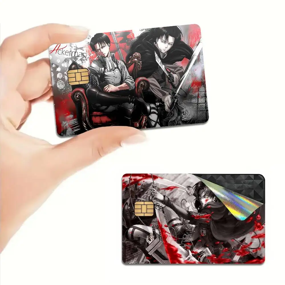 A-Attack O-On T-Titan Levi Ackerman Cartoon Credit Card Skin Stickers for Bank Card Bus Metro Card Sticker Waterproof Women Gift
