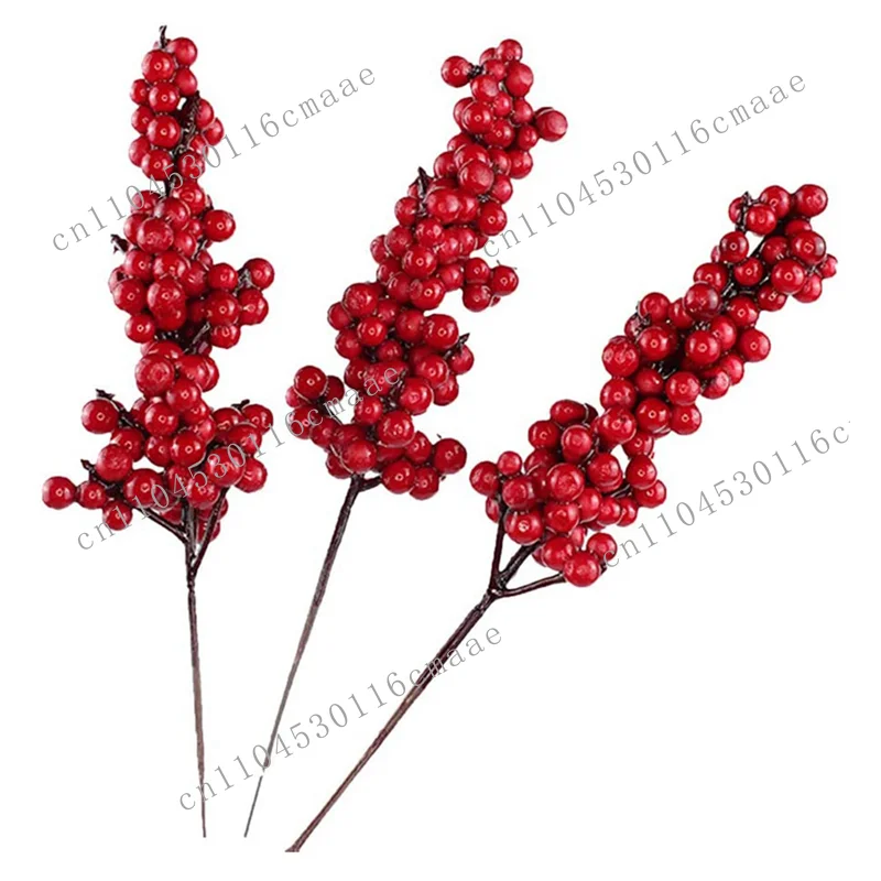 NEW 50PCS Artificial Red Berries Decorative Branches With Red Berries Autumn Branches Christmas Picks Branch Berries-B61B