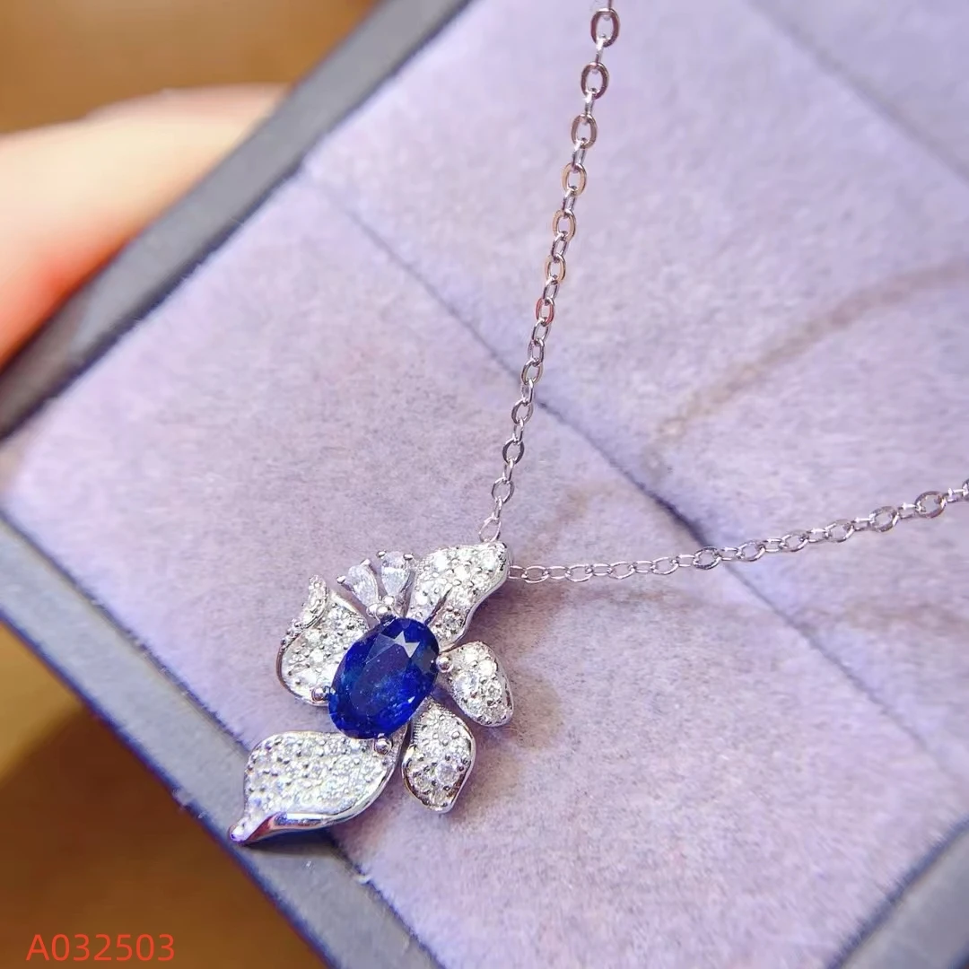 

KJJEAXCMY Fine Jewelry Natural Sapphire Women's Pendant S925 Pure Silver Exquisite Inlaid High Clarity Gems Support Testing