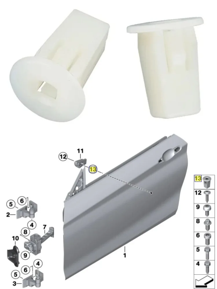 50 PIÈCES OE # 07146976114 Garniture de pare-chocs arrière et garnitures de fixation pour conduits d'air pour BMW 07-14-6-976-114 Séries 1, 2, 3, 4, 5, 6, 7 et X