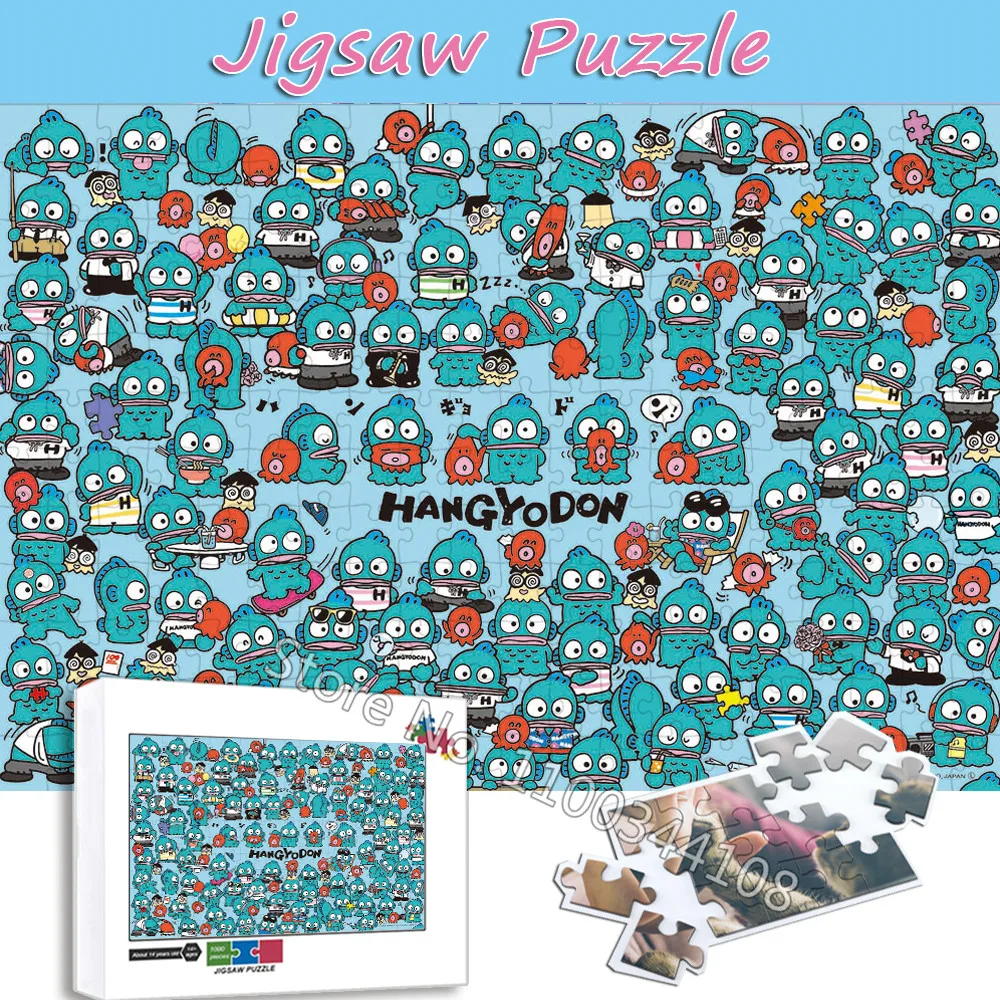 Sanrio Hangyodon Jigsaw Puzzle 300/500/1000 Pieces Cartoon Characters Paper & Wooden Puzzle Children's Toys Adult Casual Games