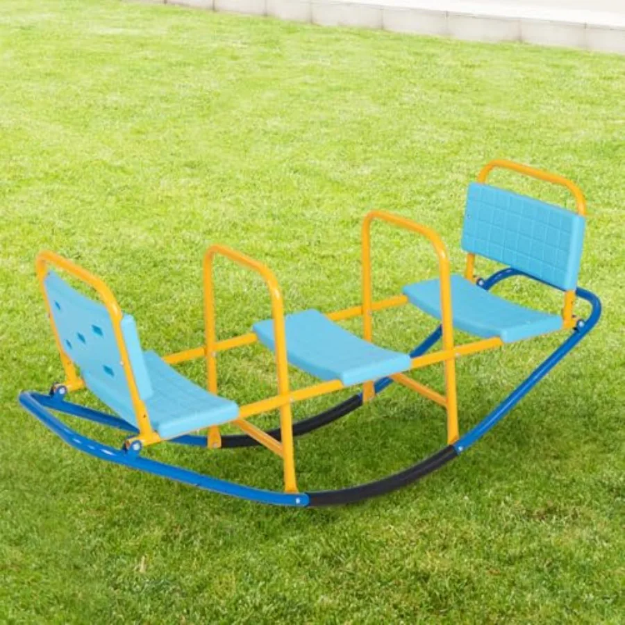 

Металлическая качалка-балансир Teeter Totter на 3 человека с спинкой и удобными ручками, игровое оборудование для двора, детского сада, использования в помещении и на улице