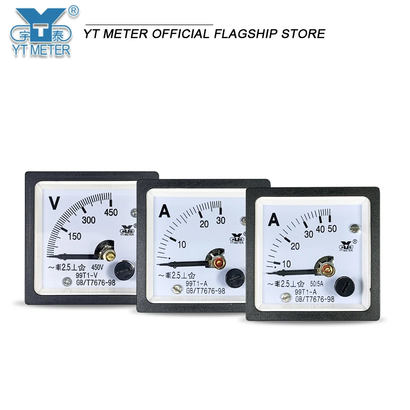 99T1 AC Ammeter 40/50/75/100/200/300/5A Pointer Voltmeter 450V 45 * 45 48