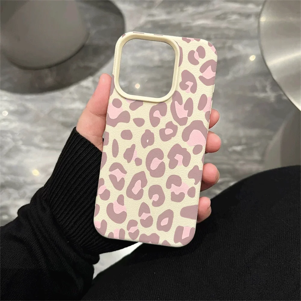 Pale Purple Leopard Print Phone Case For iPhone 17 16 15 14 13 12 Pro Max 16 15 14 Plus 17 16 15 Pro 17Air Silicone Matte Cover view 5