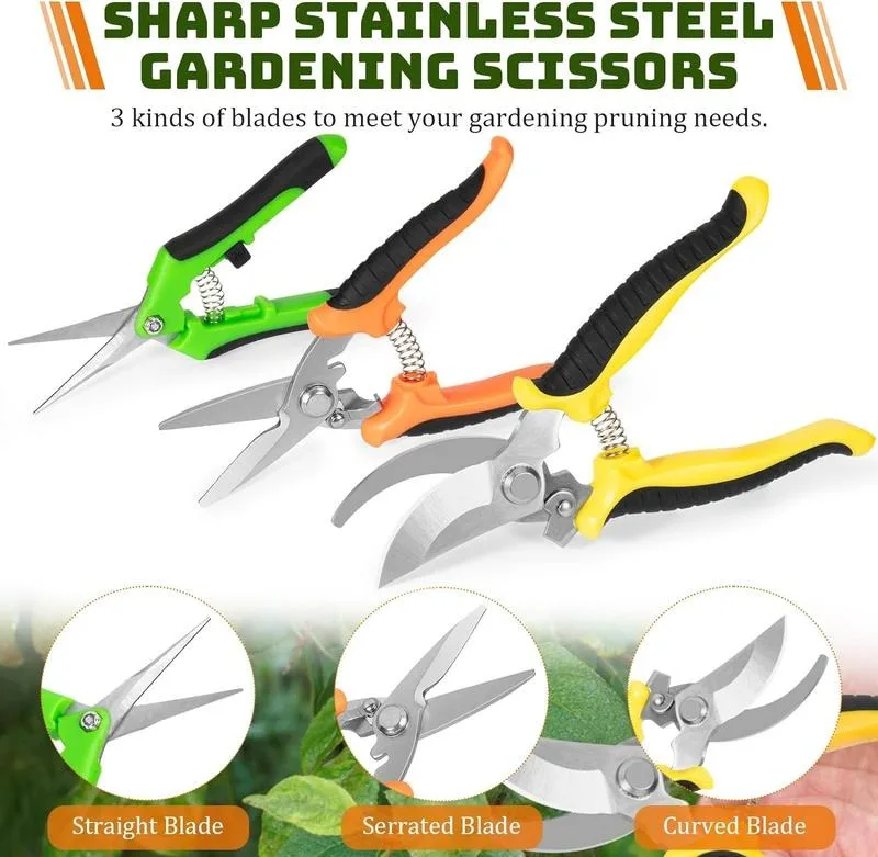 

3pcs set of gardening supplies and equipment tools, durable gardening pruning scissors, easy to cut fruit stems, easy ergonomic