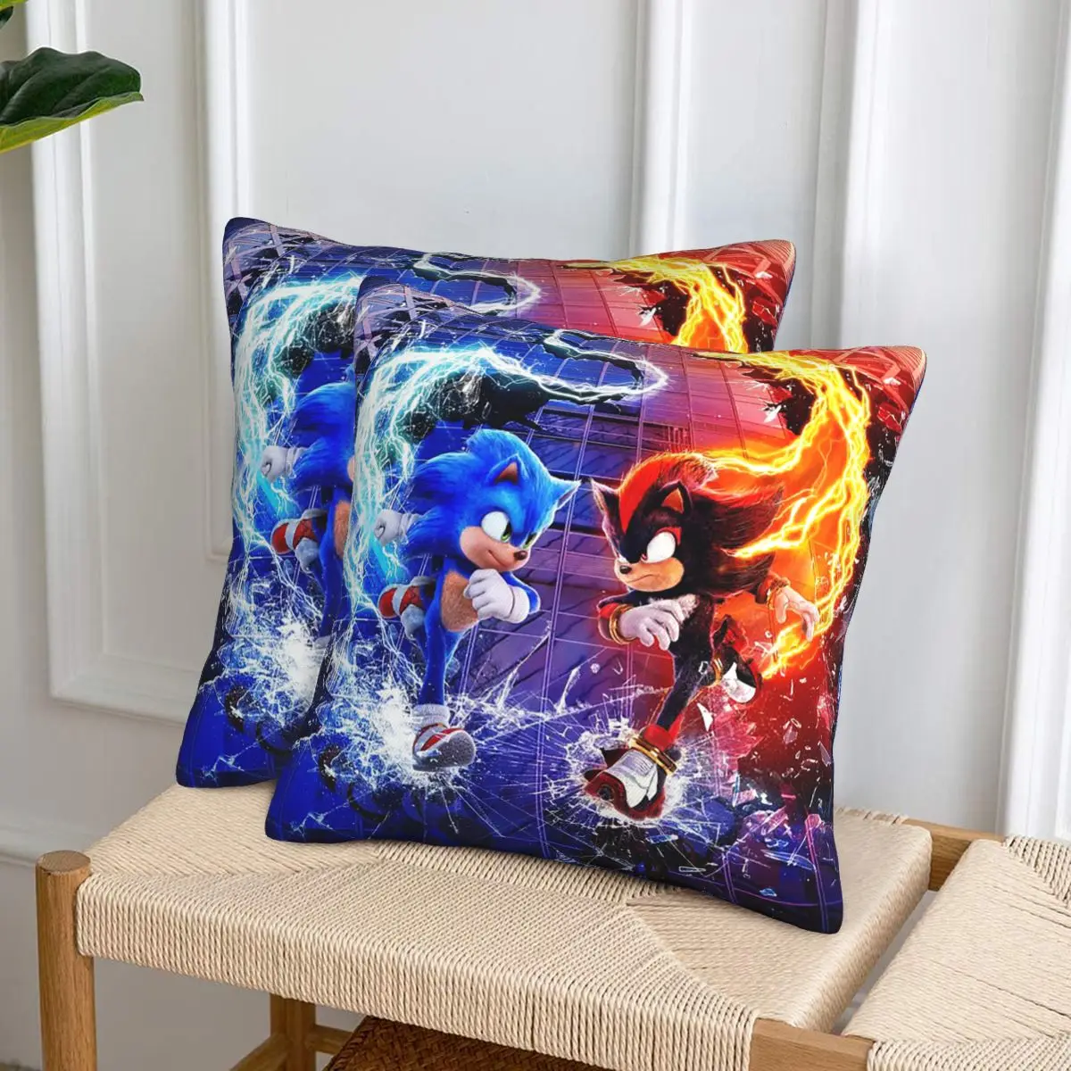 Sonic The Hedgehog 2 uds funda de almohada cuadrada funda de almohada cojín con cremallera almohada decorativa cómoda para el sofá del hogar