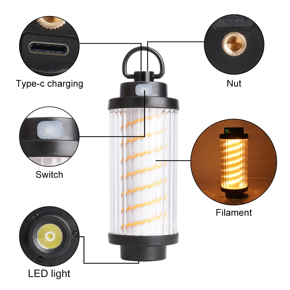 2023 NEW Portable Camping Lanterns 2600mAh Rechargeable Outdoor LED Tent Torch Lights With Flash Lighting Outdoor Led Flashlight