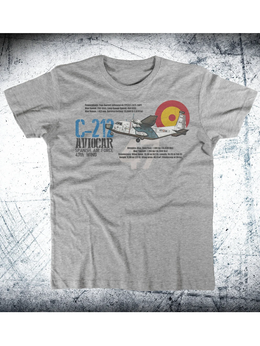 Spanish Air Force 47th Wing C-212 Aviocar Transport Aircraft T Shirt New 100% Cotton Short Sleeve O-Neck T-shirt Casual Mens Top