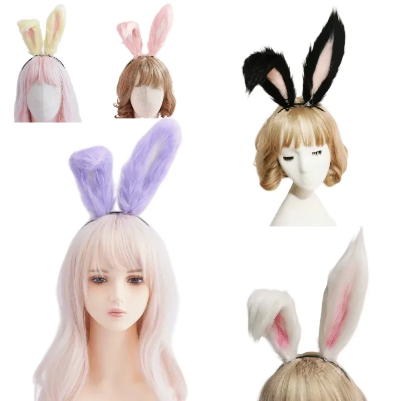 

Cute Plush Rabbit Ears Headband Anime Cosplay Costume Props Animal Bunny Ear Headwear for Women Comic-Con Roleplay Outfits