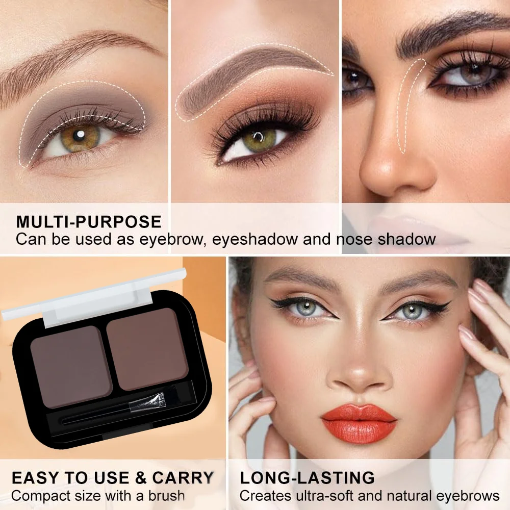 بودرة حواجب غير لامعة مزدوجة النغمة مع فرشاة لتشكيل الحواجب ثلاثية الأبعاد ومحيط الوجه، مزيج سهل، مقاوم للماء طويل الارتداء، مكياج شتوي لعيد الميلاد #5