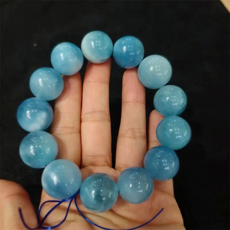 

18MM Natural Aquamarine Bracelet String Charms Strand Exquisite Jewelry Gift Healing Crystal Energy Gift 1pcs