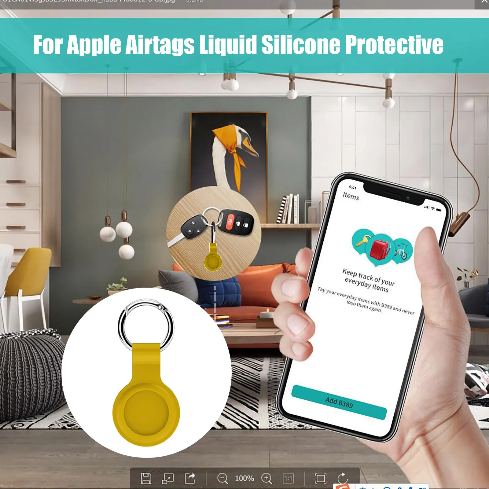 حافظات حماية من السيليكون لجهاز Apple AirTag Tracker قابلة للتعليق على سلسلة المفاتيح ومضادة للخدش لهاتف iPhone Airtags