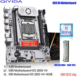 QIYIDA X99 Motherboard Set LGA 2011-3 Kit Xeon E5 2650 V4 CPU Processor With 16GB DDR4 ECC RAM Memory SSD NVME M.2 X99 C612 chip