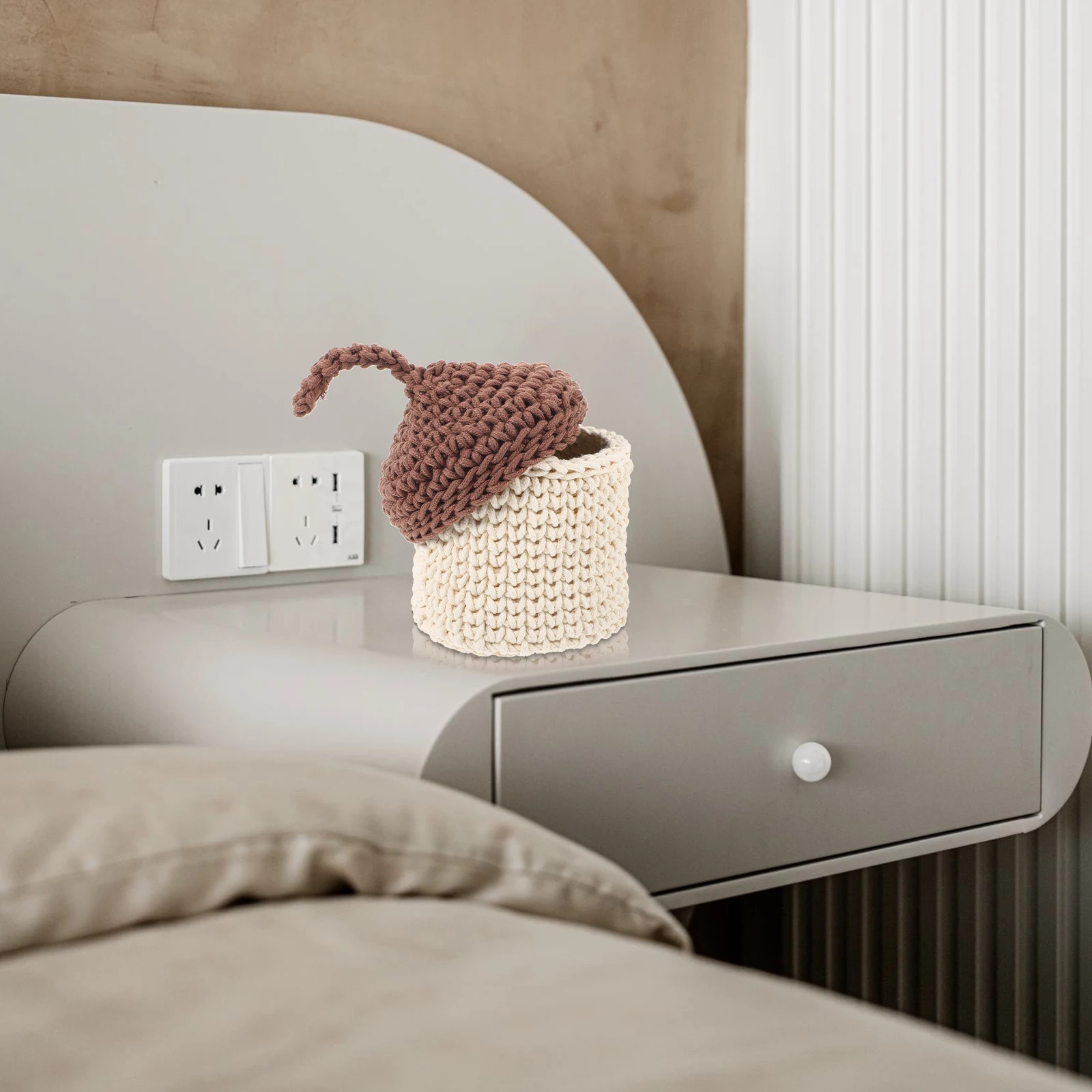 

Woven Basket Organizer Large Capacity Cotton Rope Rustic Storage Basket for Snacks Sundries Decorative Shelf Bins