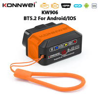 KONNWEI KW906 Bluetooth 5.2 OBD2 Scanners ELM327 V1.5 OBDII Fault Diagnostic Tool for Android/IOS Code Reader