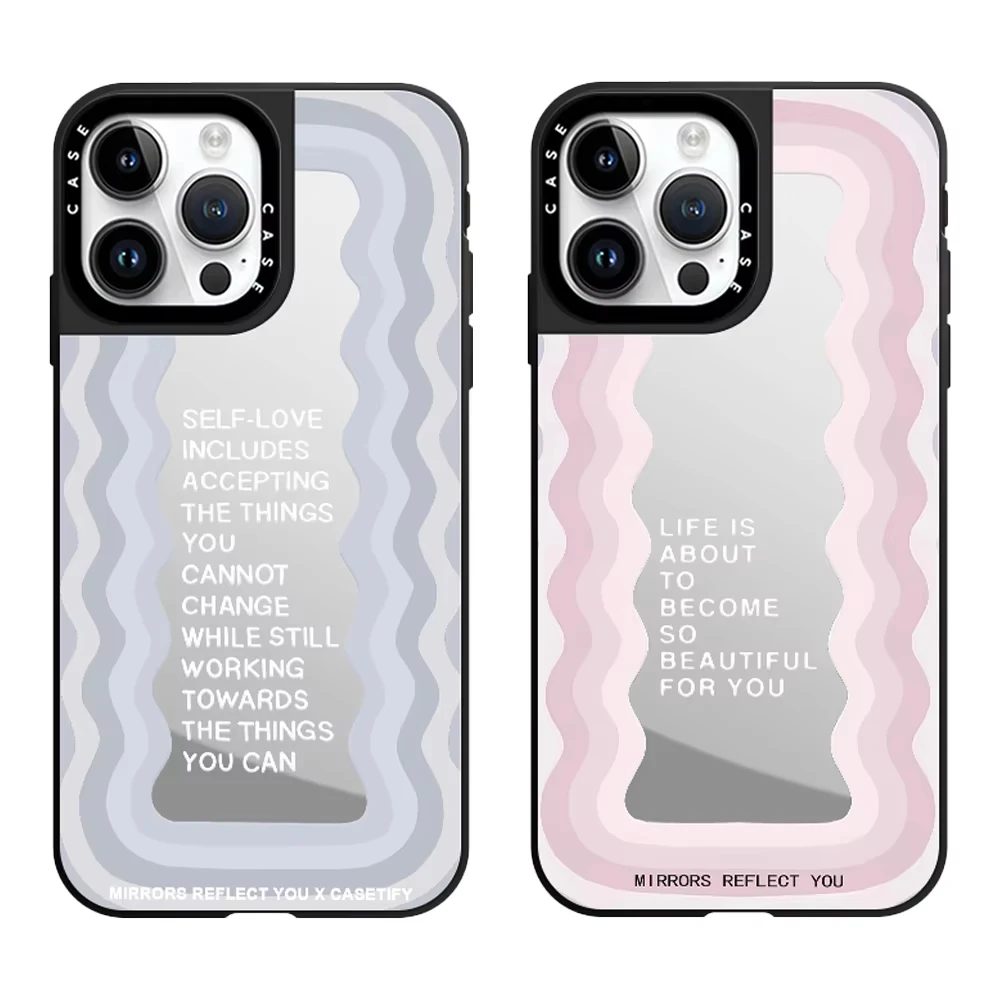 Wave Inspirational Slogan Cute Acrylic Phone Case For IPhone 16 15 14 13 12 Pro Max Plus 11 Fashion Shockproof Case